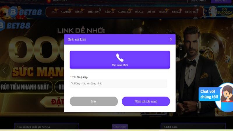 Liên hệ nhân viên khi bạn quên password đăng nhập bet88